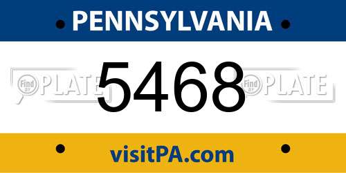 5468 Pennsylvania License Plate