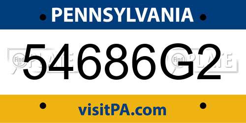 54686G2 Pennsylvania License Plate