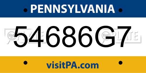 54686G7 Pennsylvania License Plate