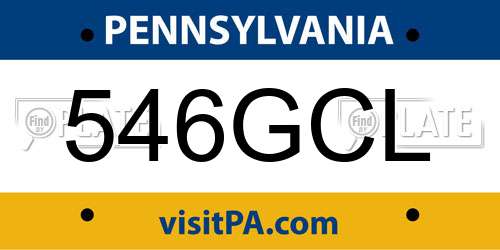 546GCL Pennsylvania License Plate