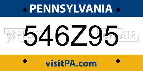 546Z95 Pennsylvania License Plate