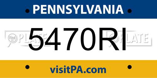 5470RI Pennsylvania License Plate