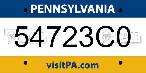54723C0 Pennsylvania License Plate