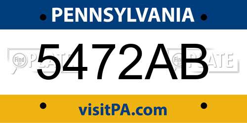 5472AB Pennsylvania License Plate