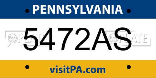 5472AS Pennsylvania License Plate