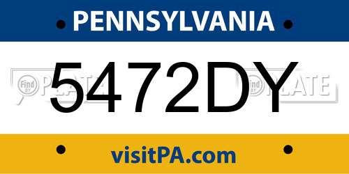 5472DY Pennsylvania License Plate