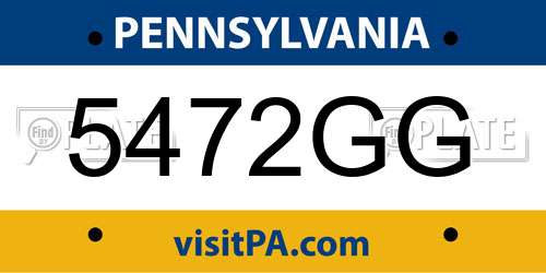 5472GG Pennsylvania License Plate
