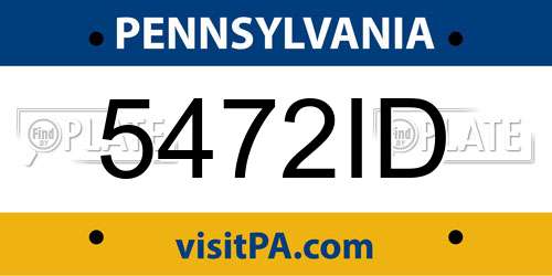 5472ID Pennsylvania License Plate