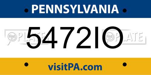5472IO Pennsylvania License Plate