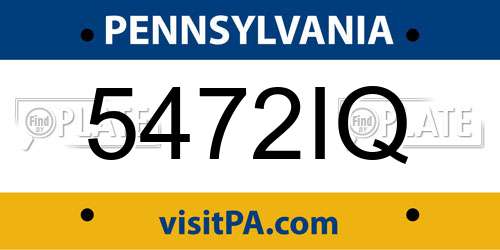 5472IQ Pennsylvania License Plate