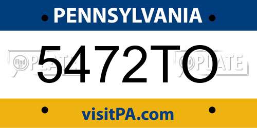 5472TO Pennsylvania License Plate