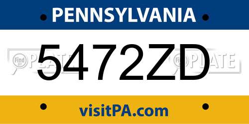 5472ZD Pennsylvania License Plate