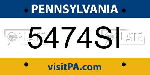 5474SI Pennsylvania License Plate