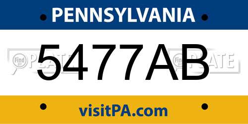 5477AB Pennsylvania License Plate
