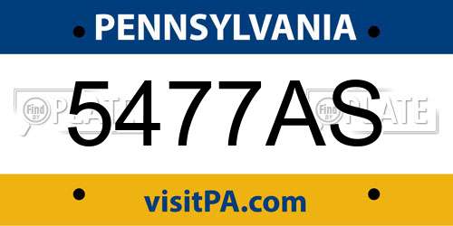 5477AS Pennsylvania License Plate