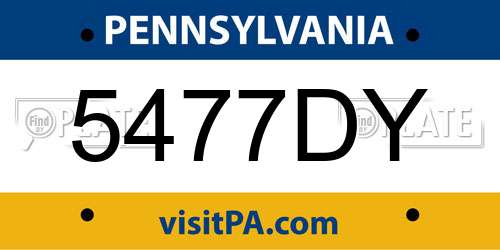 5477DY Pennsylvania License Plate