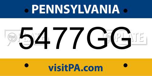 5477GG Pennsylvania License Plate