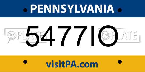 5477IO Pennsylvania License Plate