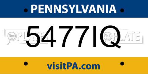 5477IQ Pennsylvania License Plate