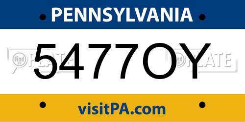 5477OY Pennsylvania License Plate