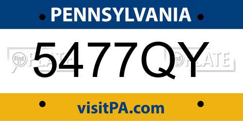 5477QY Pennsylvania License Plate