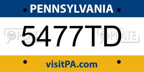 5477TD Pennsylvania License Plate