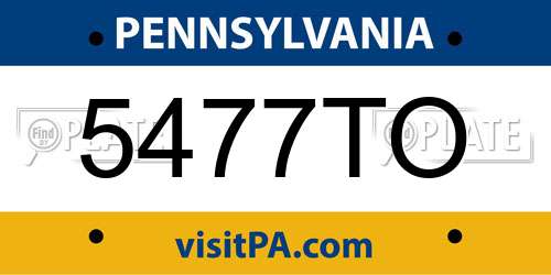 5477TO Pennsylvania License Plate