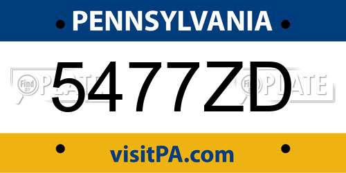 5477ZD Pennsylvania License Plate