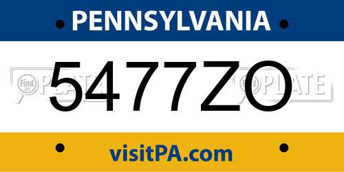 5477ZO Pennsylvania License Plate
