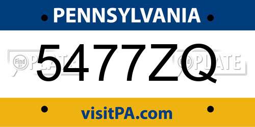 5477ZQ Pennsylvania License Plate