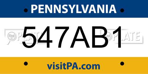 547AB1 Pennsylvania License Plate