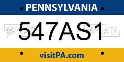 547AS1 Pennsylvania License Plate