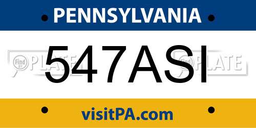 547ASI Pennsylvania License Plate
