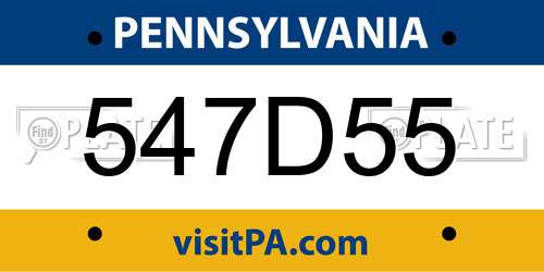 547D55 Pennsylvania License Plate