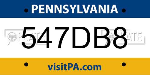 547DB8 Pennsylvania License Plate