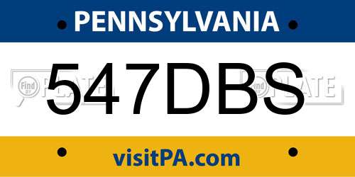 547DBS Pennsylvania License Plate