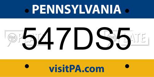 547DS5 Pennsylvania License Plate