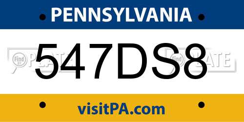 547DS8 Pennsylvania License Plate