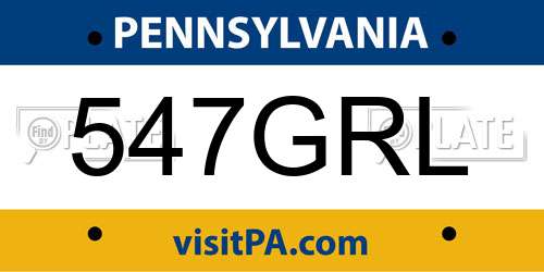 547GRL Pennsylvania License Plate