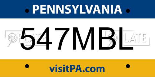 547MBL Pennsylvania License Plate