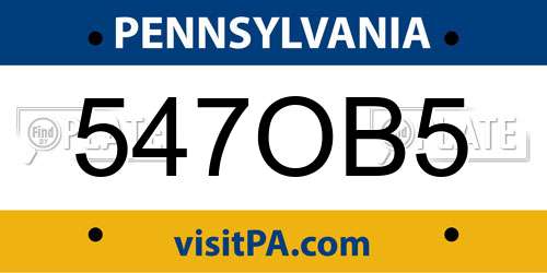 547OB5 Pennsylvania License Plate