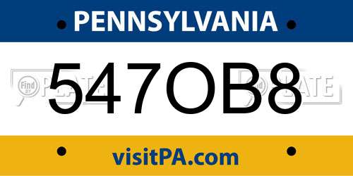 547OB8 Pennsylvania License Plate