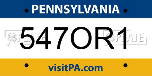 547OR1 Pennsylvania License Plate
