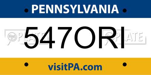 547ORI Pennsylvania License Plate