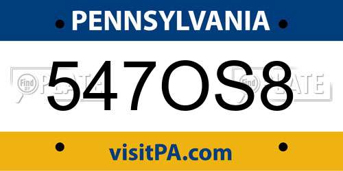 547OS8 Pennsylvania License Plate