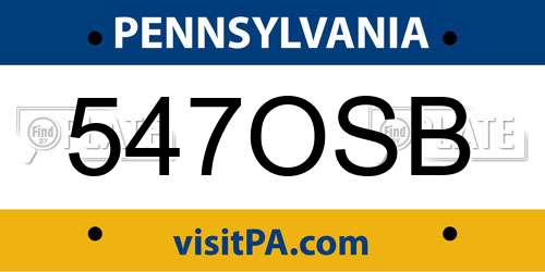547OSB Pennsylvania License Plate