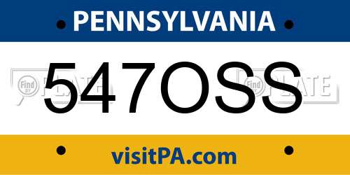 547OSS Pennsylvania License Plate