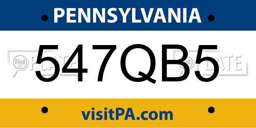 547QB5 Pennsylvania License Plate