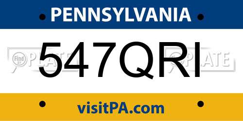 547QRI Pennsylvania License Plate