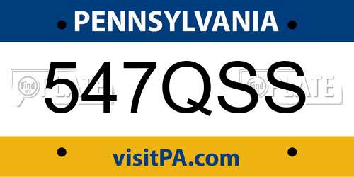 547QSS Pennsylvania License Plate